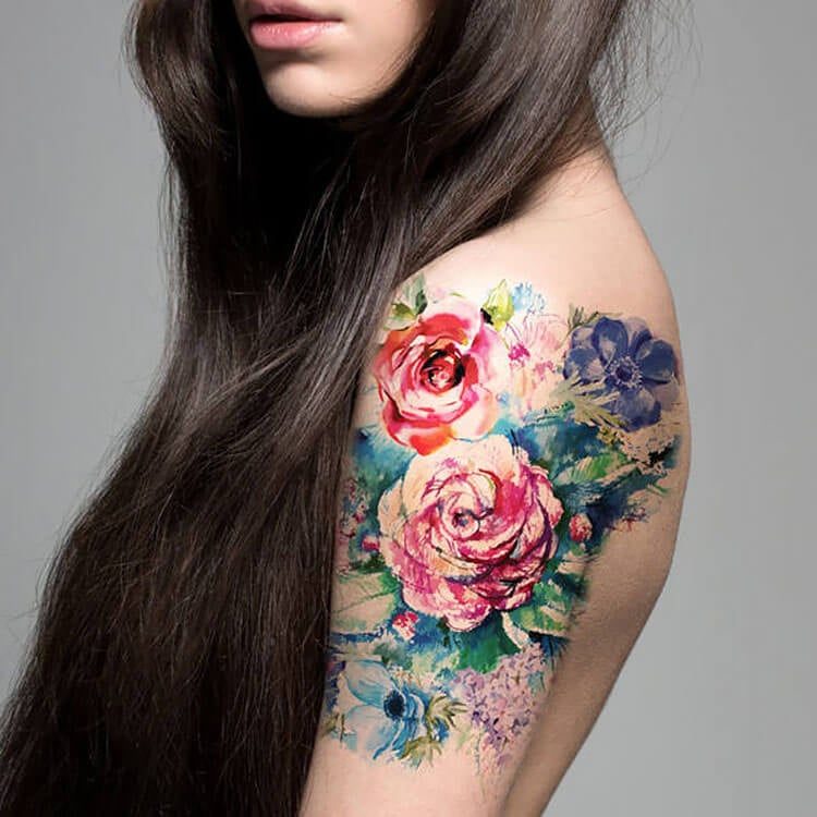 Flower Rose Tattoo Waterproof Men and Women Temporary Body Tattoo   Amazonin Beauty